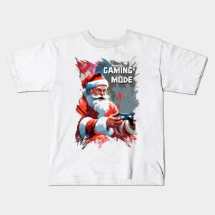 Santa Claus  Funny Gamer Playing Video Games on XMAS Kids T-Shirt